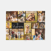 12写真モダンコラージュのスクリプトのファミリ名 フリースブランケット (正面(横))