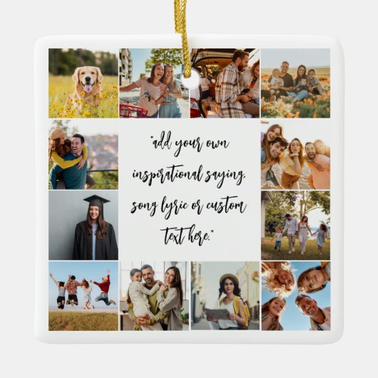12写真モダンコラージュカスタム引用文 セラミックオーナメント (正面)