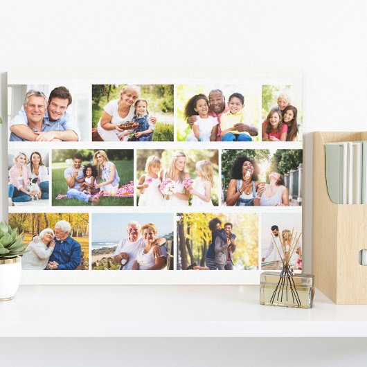 12写真モダン組積造グリッドホワイト キャンバスプリント