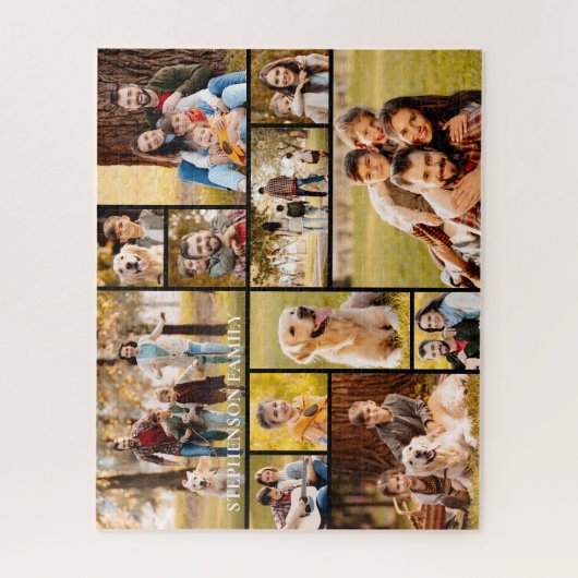 12写真ユニークコラージュシンプルの家族 ジグソーパズル (縦)