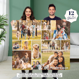 12写真ユニークコラージュ名シンプル フリースブランケット