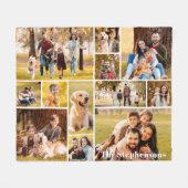 12写真ユニークコラージュ名シンプル フリースブランケット (正面(横))