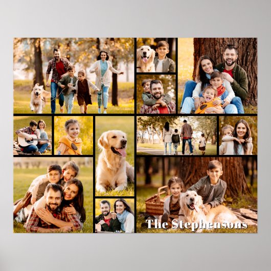 12写真ユニークコラージュ名シンプル ポスター (正面)