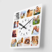 12写真丸いホワイトウォールクロック スクエア壁時計 (傾斜)