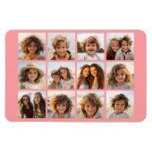 12写真Instagramコラージュとサンゴの背景 マグネット (横)