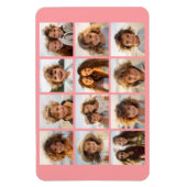 12写真Instagramコラージュとサンゴの背景 マグネット (縦)