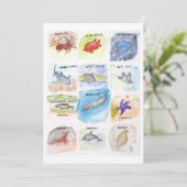 12匹の海の生き物のグリーティングカード 招待状 (スタンド正面)