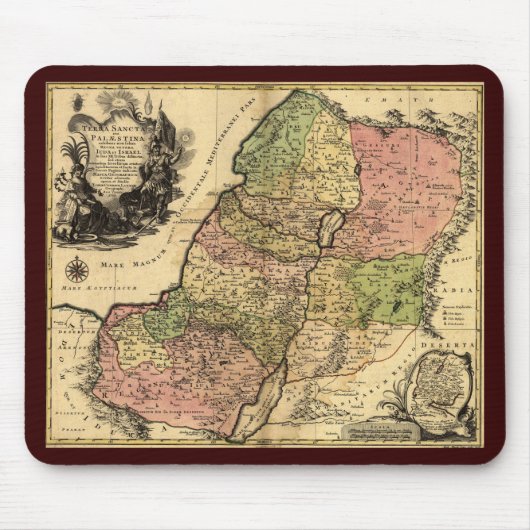 12匹の種族が付いている古代イスラエル共和国の地図 マウスパッド (正面)
