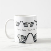 12匹の銀製の虎猫 コーヒーマグカップ (左)