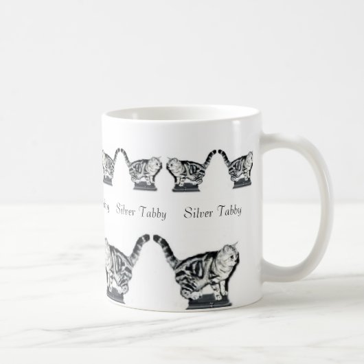 12匹の銀製の虎猫 コーヒーマグカップ (右)