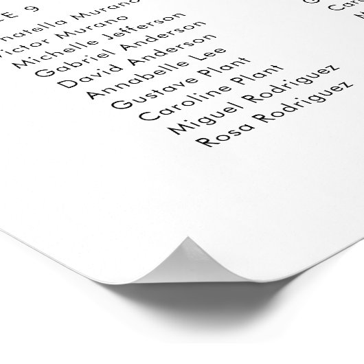 12台のエレガントテーブルで座席表を見つける ポスター (角)