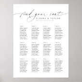 12台のエレガントテーブルで座席表を見つける ポスター (正面)