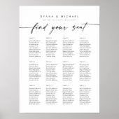 12台のモダンテーブルで座席表を見つける ポスター (正面)