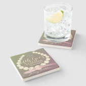 12周年結婚のシルク·アンド·パール ストーンコースター (横)