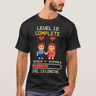 12周年結婚記念日 ゲーム好き ヴィンテージ レベル12 Tシャツ