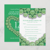 12周年翡翠婚記念日のハート型返信カード 出欠カード (正面/裏面)