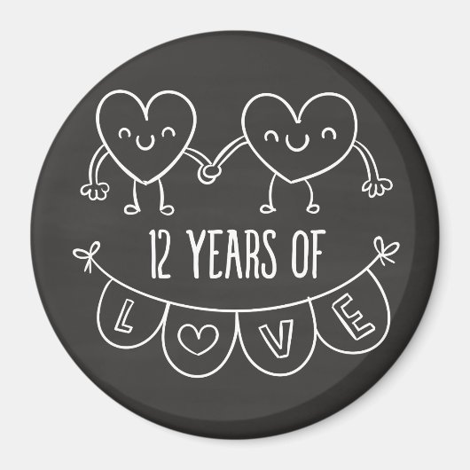 12周年記念ギフトチョークハート マグネット (正面)