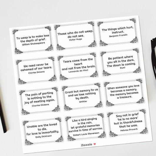 12回の悲嘆引用文のバラコーナーフレームスケッチ シール