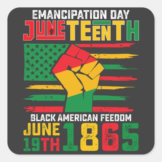 12回解放の日ブラックアメリカン自由 スクエアシール (正面)