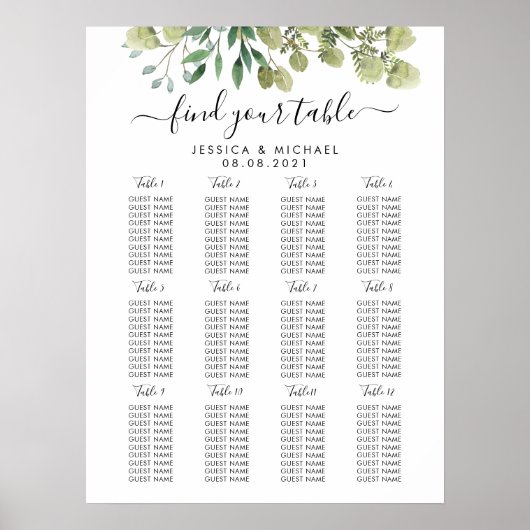 12大きなゲスト結婚の座席表 ポスター (正面)