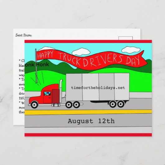 12威厳がある日はトラックの運転手の日 ポストカード (正面/裏面)