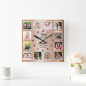 12家族で費やされた写真の時間引用文銅 スクエア壁時計 (ホーム)