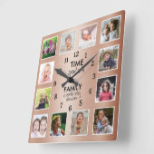 12家族で費やされた写真の時間引用文銅 スクエア壁時計 (傾斜)