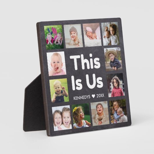 12家族の写真これは米国の引用文Chalkboard フォトプラーク (正面)