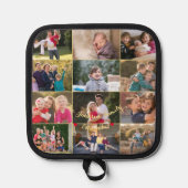 12家族パーソナライズされた写真コラージュ金ゴールドモノグラム 鍋敷き (正面)