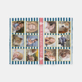 12家族写真集| Coral Navy Whiteストライプ フリースブランケット (正面(横))