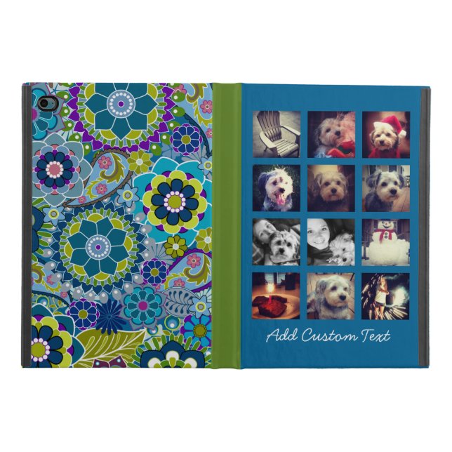 12平方フォトコラージュカラフルフローラルパターン iPad MINI 4ケース (外部)