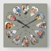 12年に一度、心の形をした緑の写真 スクエア壁時計 (正面)