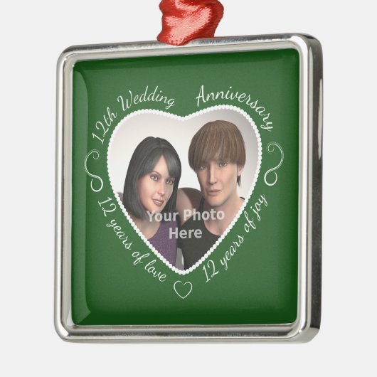 12年の結婚生活の写真を追加 メタルオーナメント (左)