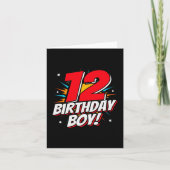 12年オールドスーパーヒーロー誕生日ボーイ12誕生日 カード (正面)