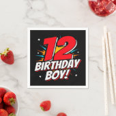 12年オールドスーパーヒーロー誕生日ボーイ12誕生日 スタンダードカクテルナプキン (インサイチュ)
