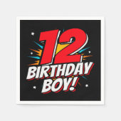 12年オールドスーパーヒーロー誕生日ボーイ12誕生日 スタンダードカクテルナプキン (正面)