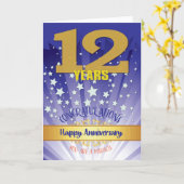 12年間の回復記念日 太字の数字 カード (黄色い花)