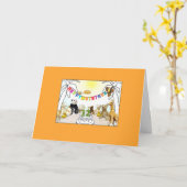 12数字ろうそく動物誕生日カード カード (黄色い花)