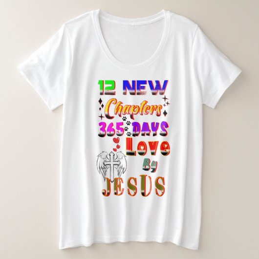 12新しい章365イエスによる日の愛 プラスサイズTシャツ (デザイン正面)