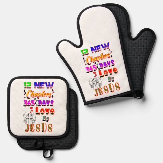 12新しい章365イエスによる日の愛 鍋つかみ&鍋敷きセット (正面/裏面)