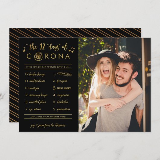 12日おもしろいのコロナフォト金ゴールドブラック シーズンカード (正面/裏面)