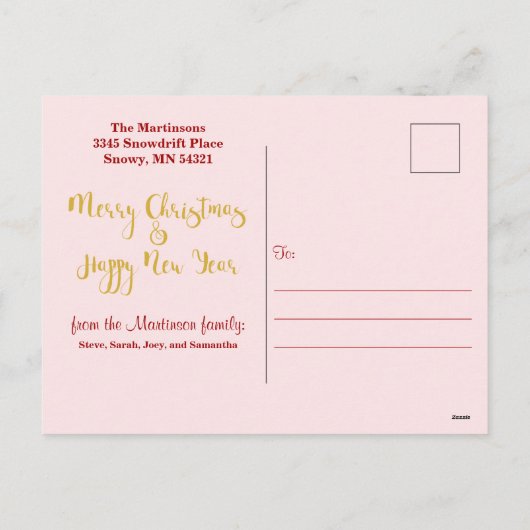 12日のクリスマスかわいい動物タイポグラフィカスタム シーズンポストカード (裏面)