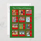 12日のクリスマスかわいい動物 シーズンポストカード (正面/裏面)