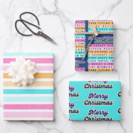 12日のクリスマスでビーチのレトロクリスマス ラッピングペーパーシート