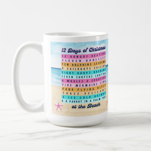 12日のクリスマスでビーチ熱帯 コーヒーマグカップ (左)