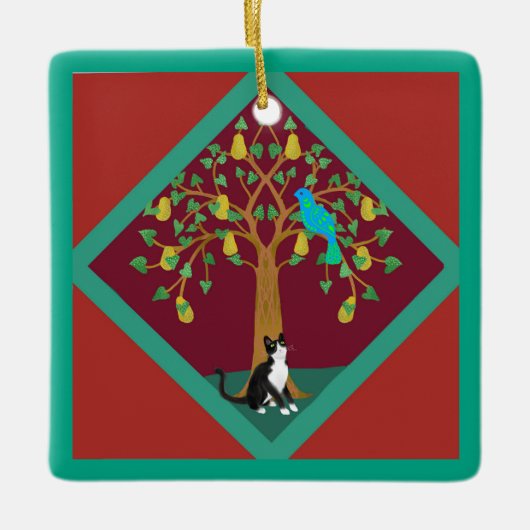 12日のクリスマスと猫1日目 セラミックオーナメント (正面)