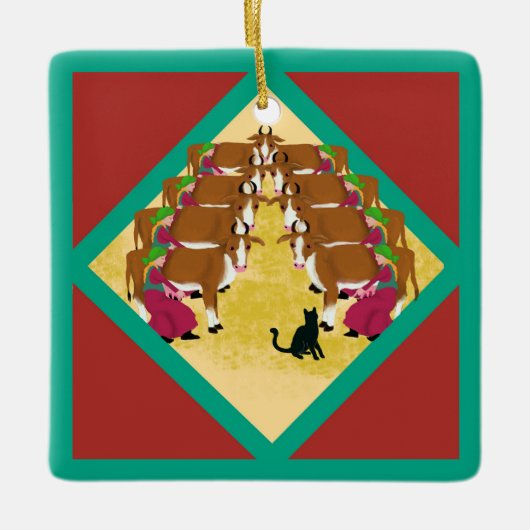 12日のクリスマスと猫8日目 セラミックオーナメント (正面)