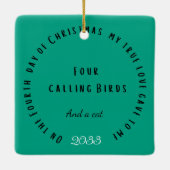 12日のクリスマスとCat 4th Dayセラミック セラミックオーナメント (裏面)