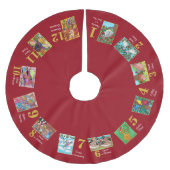 12日のクリスマスのかわいい動物及びタイポグラフィ ブラッシュドポリエステルツリースカート (正面)