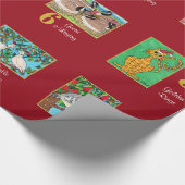 12日のクリスマスのかわいい動物及びタイポグラフィ ラッピングペーパー (角)